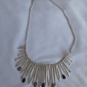 Silver Spike Drop Fashion Necklace